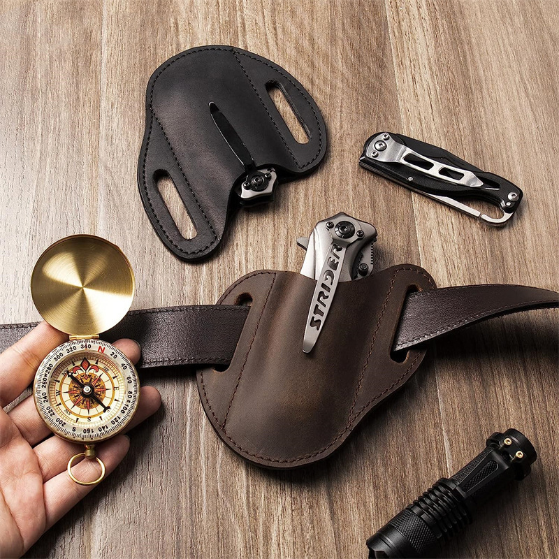 Edc Carry Holster - Funda de cuero genuino para soporte